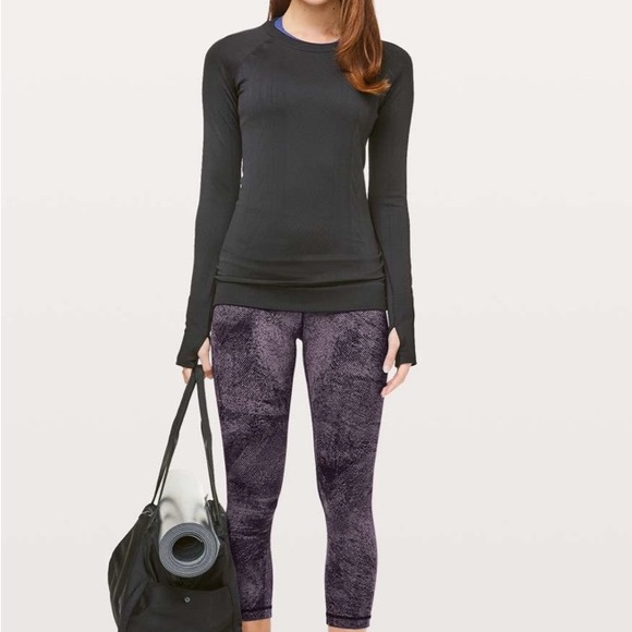 Lululemon Align Crop *21" Pixel Print Purple Quartz Black Size: 6 - Picture 3 of 10